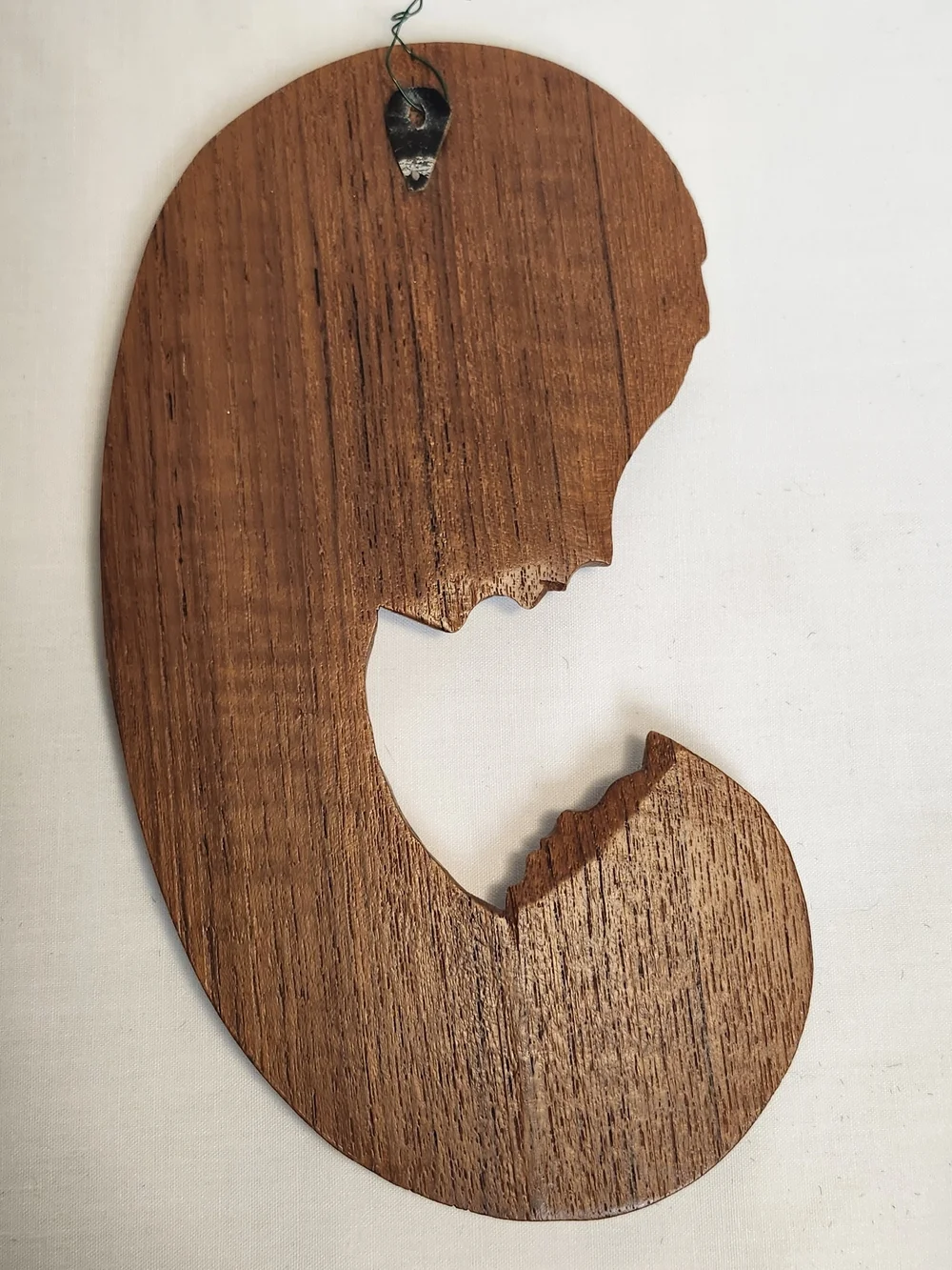 Hand-Carved Wooden Madonna and Child Wall Art - Brown